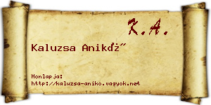 Kaluzsa Anikó névjegykártya