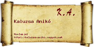 Kaluzsa Anikó névjegykártya